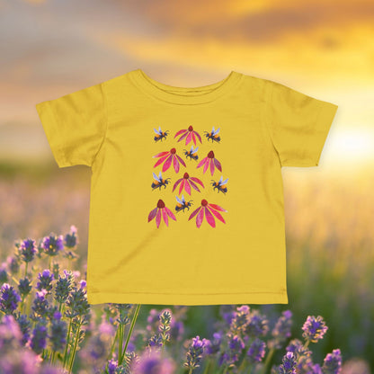 Infant Tee — Pink Coneflowers & Bumblebees Native Pollinator Baby Shirt