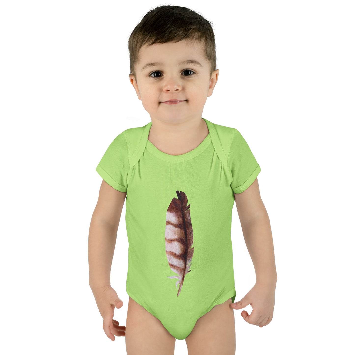Owl Feather Infant Bodysuit — Cotton Onesie in Summer Colors