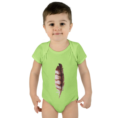 Owl Feather Infant Bodysuit — Cotton Onesie in Summer Colors