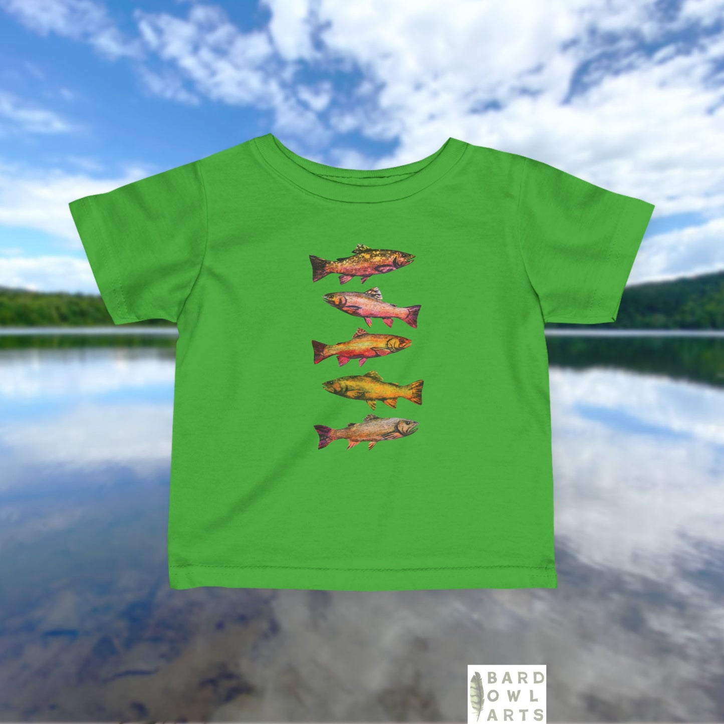 Colorful Brook Trout School Infant Tee | Cute Fish Swim Pattern