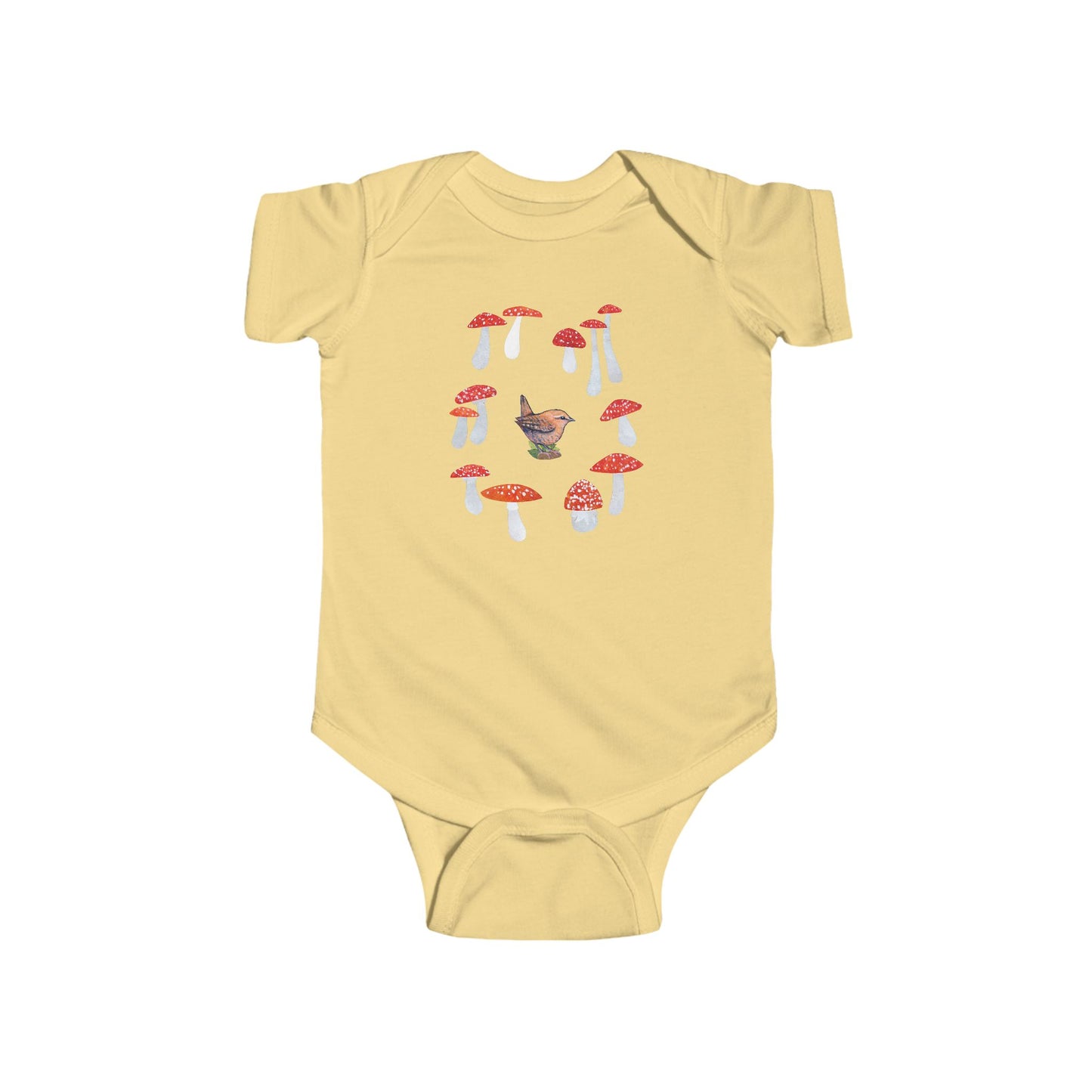Wren and Mushrooms Baby Onesie