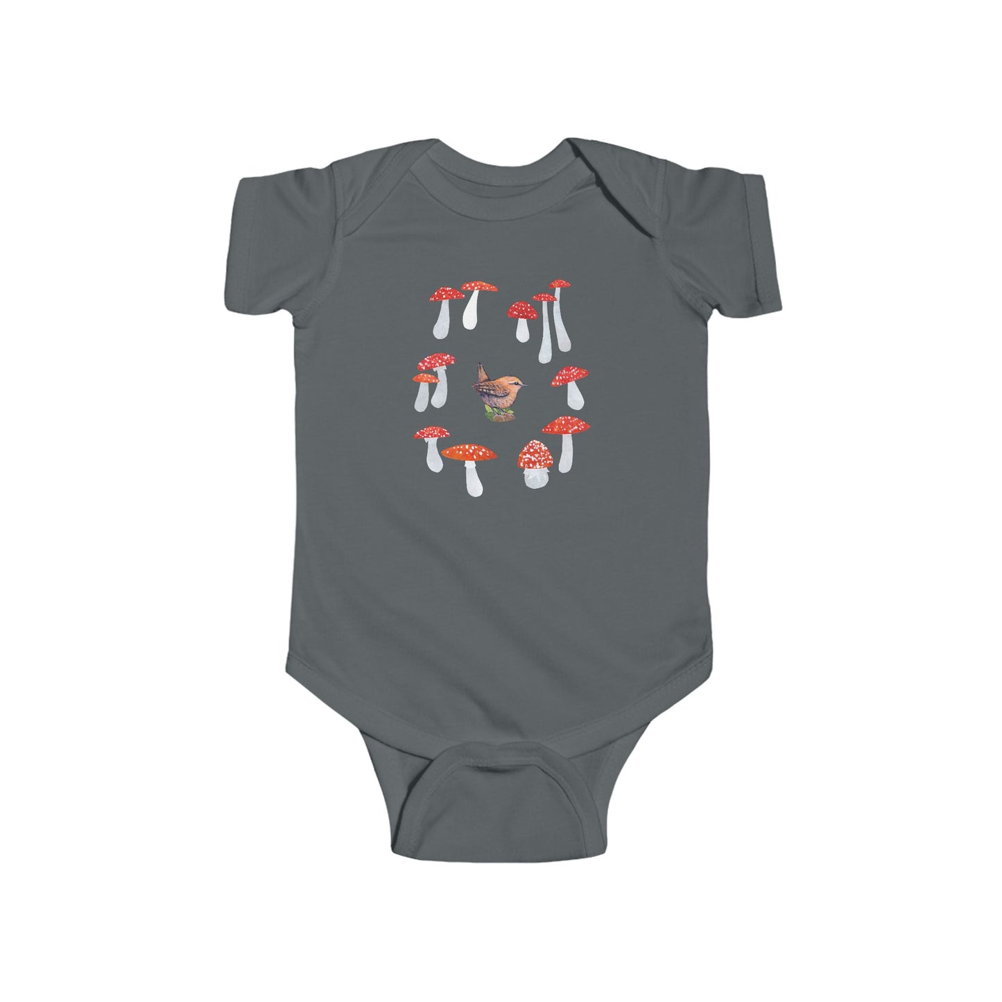 Wren and Mushrooms Baby Onesie