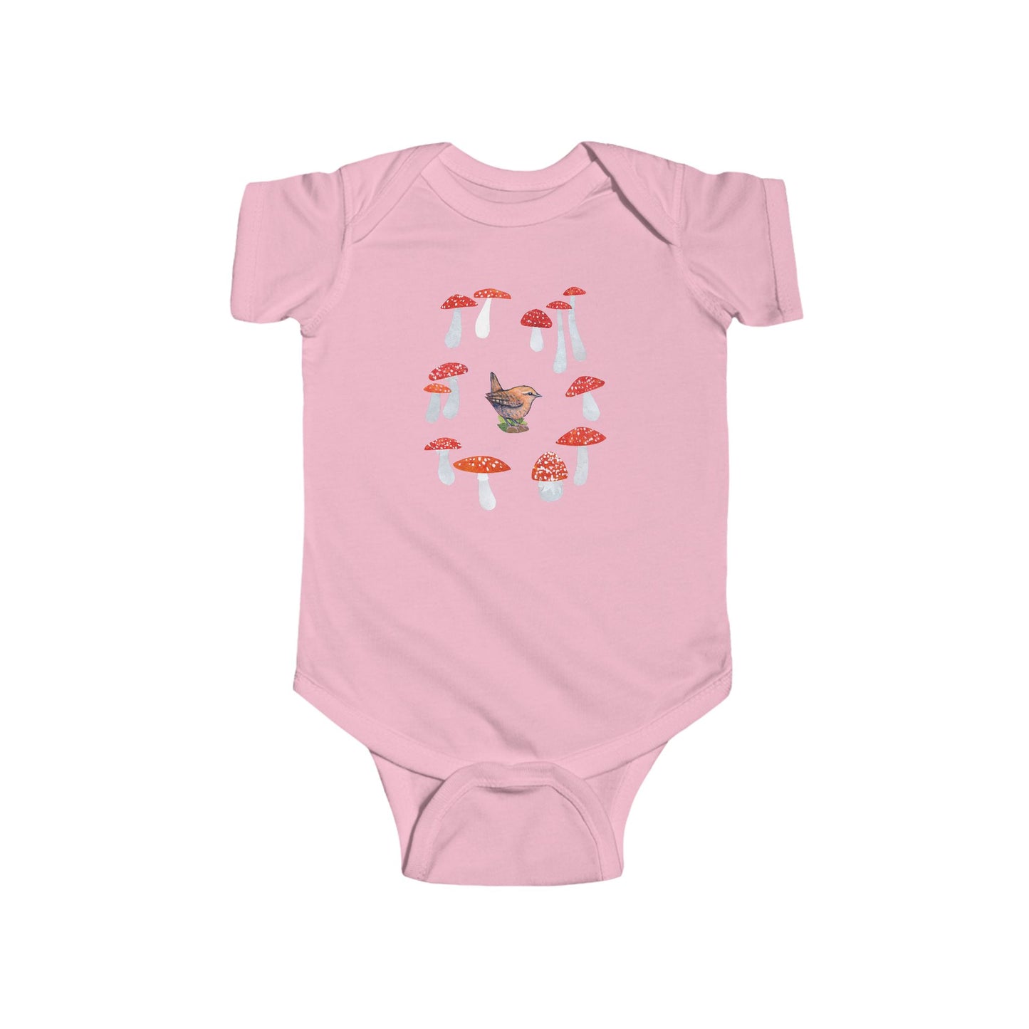 Wren and Mushrooms Baby Onesie