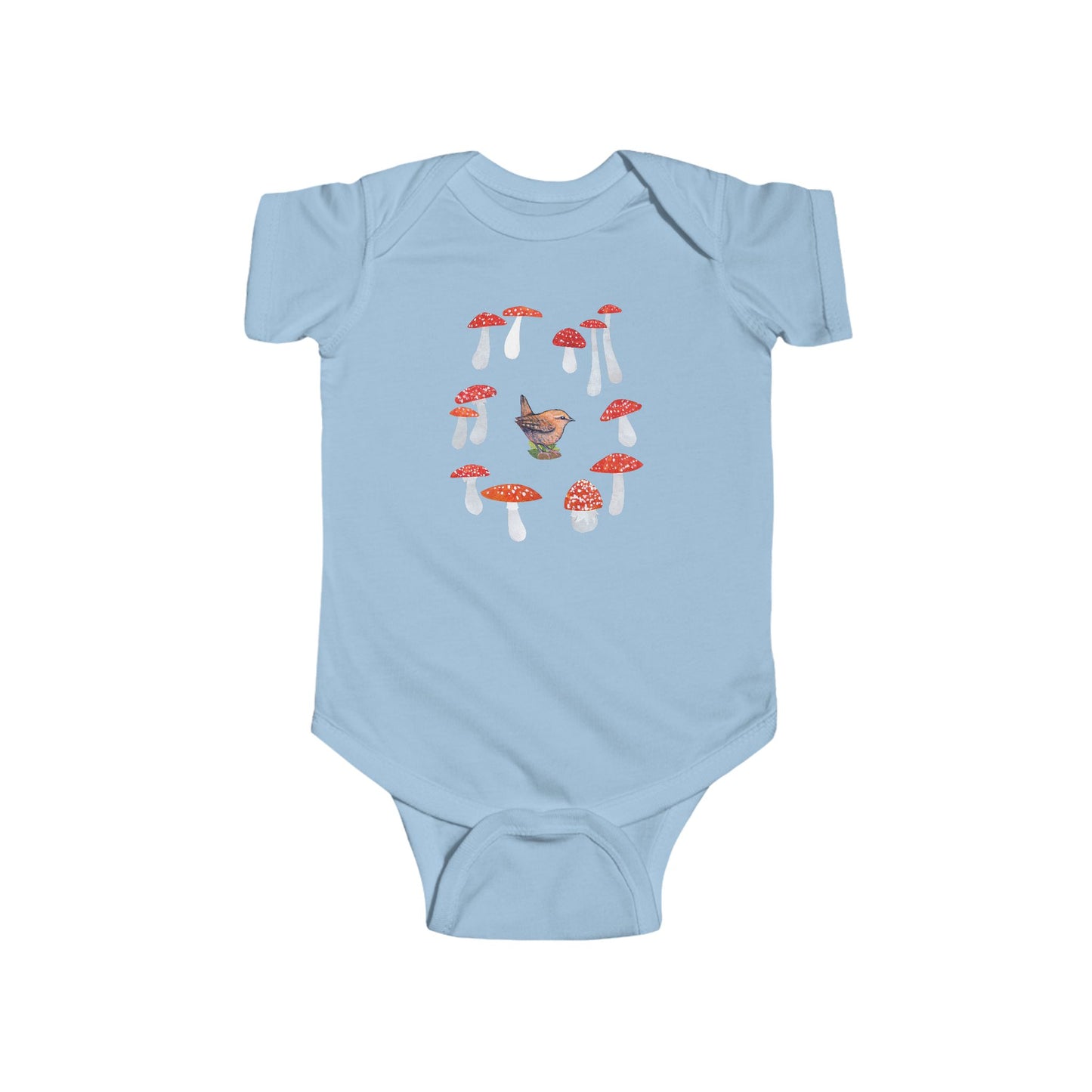 Wren and Mushrooms Baby Onesie
