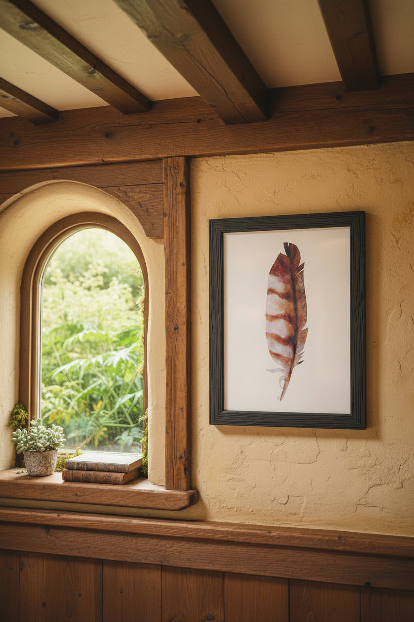 Barred Owl Feather Giclee Art Print/ Framed or Unframed in 3 Sizes
