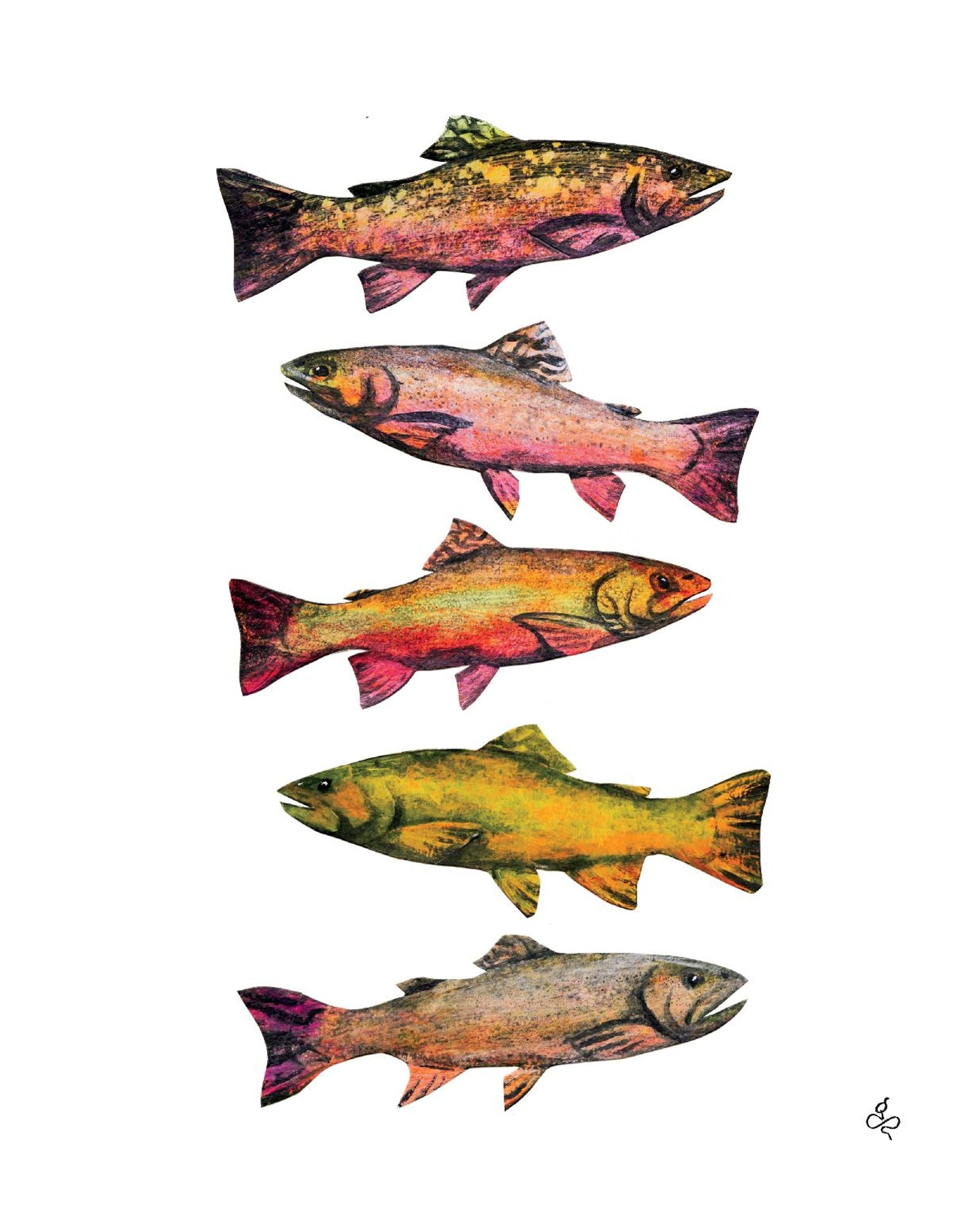 Brook Trout Art Print - Fishing Themed Nursery Wall Art - Bard Owl Arts