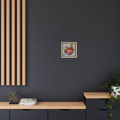 Framed Matte Canvas Print: Frog Art Print