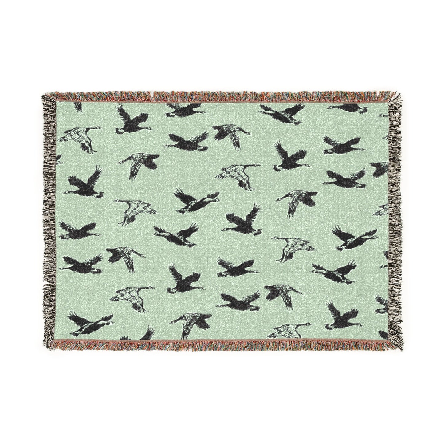 Flying Geese Woven Blanket — 'Canadian Geese Flying North' Cabin Throw