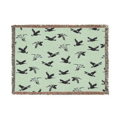 Flying Geese Woven Blanket — 'Canadian Geese Flying North' Cabin Throw