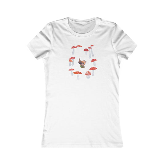 Women's Mushroom Art T-Shirt: Cotton Slim Fit Tee