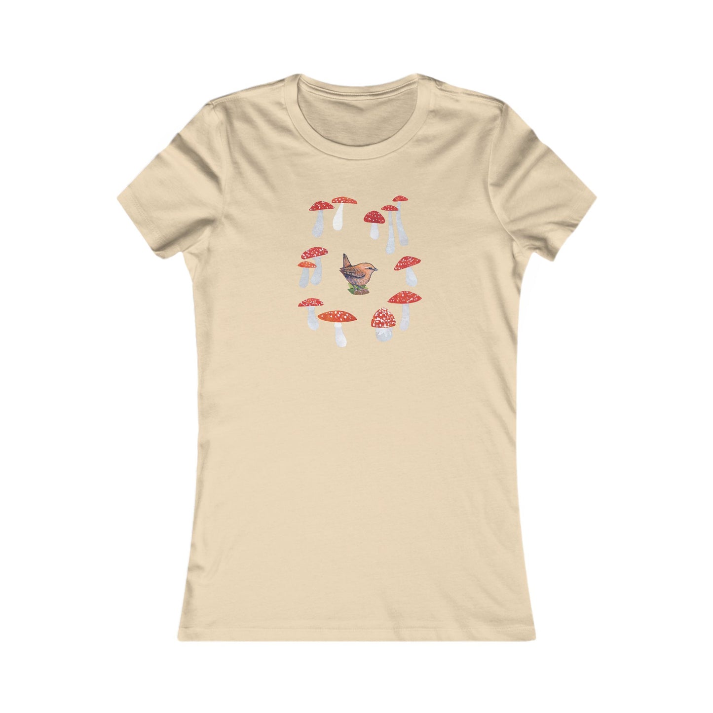 Women's Mushroom Art T-Shirt: Cotton Slim Fit Tee