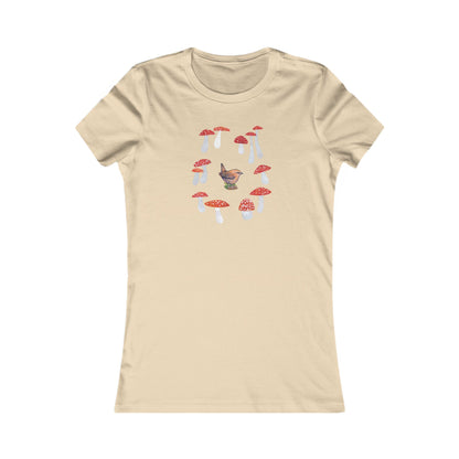 Women's Mushroom Art T-Shirt: Cotton Slim Fit Tee