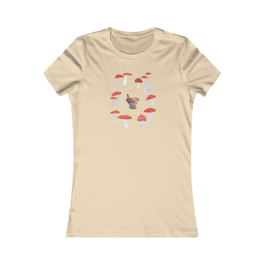 Women's Mushroom Art T-Shirt: Cotton Slim Fit Tee