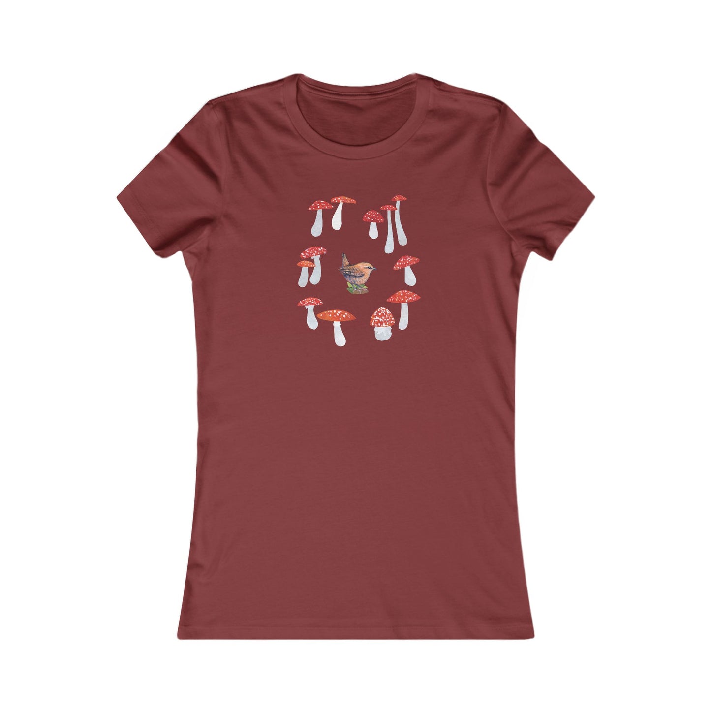 Women's Mushroom Art T-Shirt: Cotton Slim Fit Tee