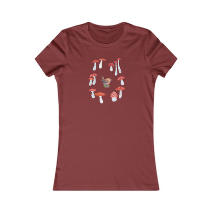 Women's Mushroom Art T-Shirt: Cotton Slim Fit Tee
