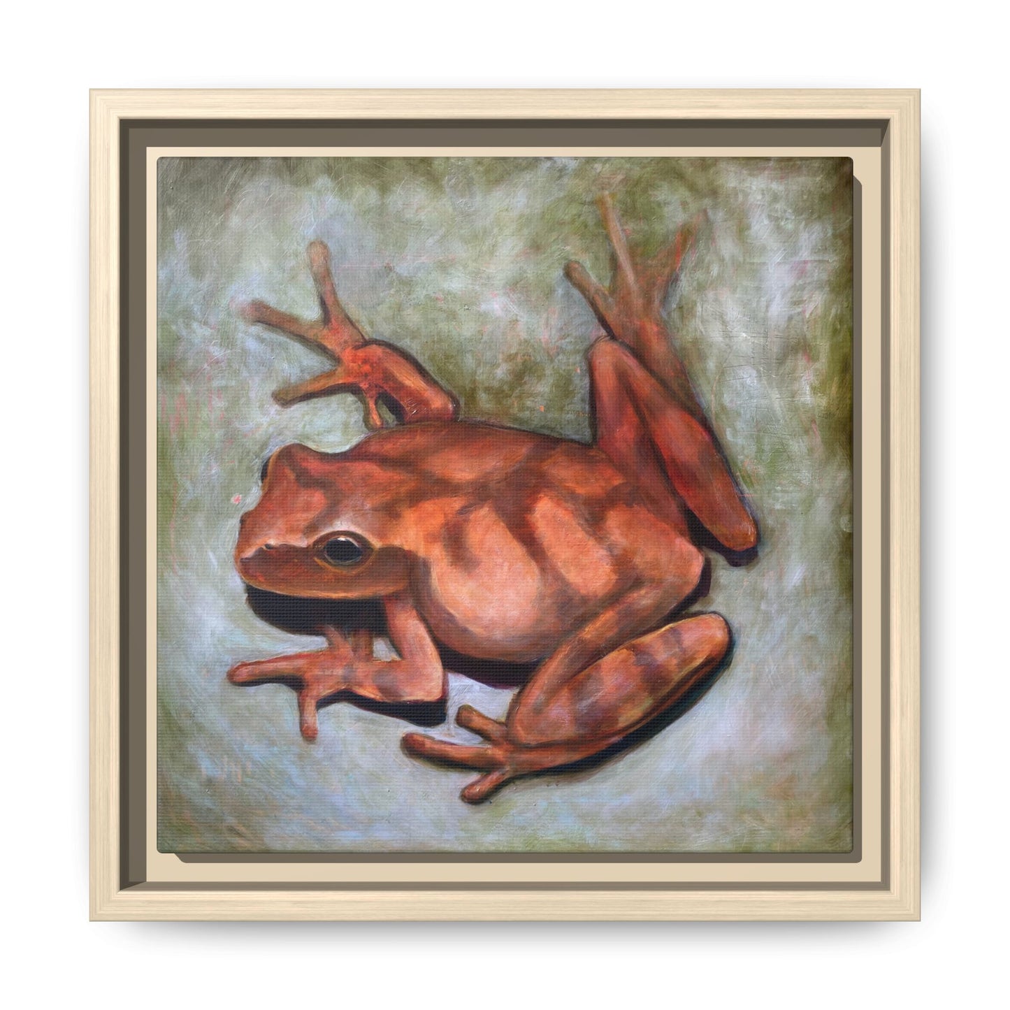 Framed Matte Canvas Print: Frog Art Print
