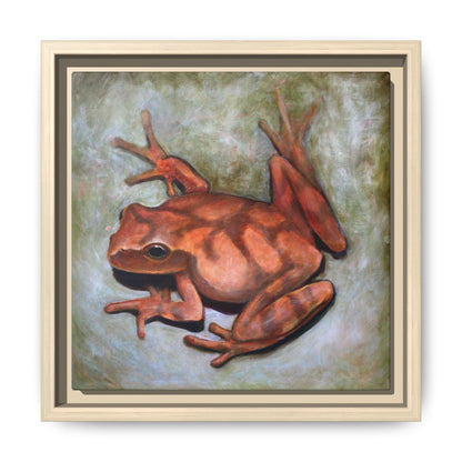 Framed Matte Canvas Print: Frog Art Print