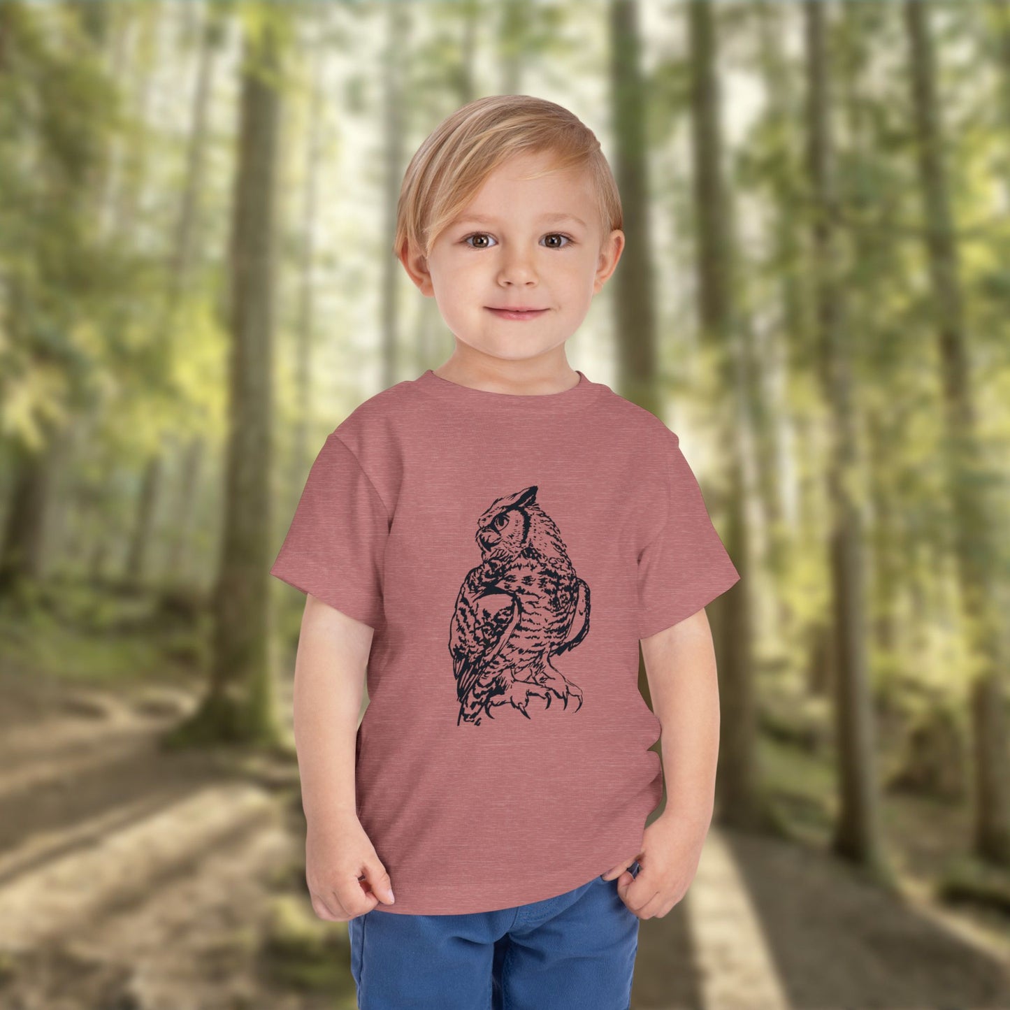 Hand-Drawn Owl Toddler Tee | Great Horned Owl Illustration