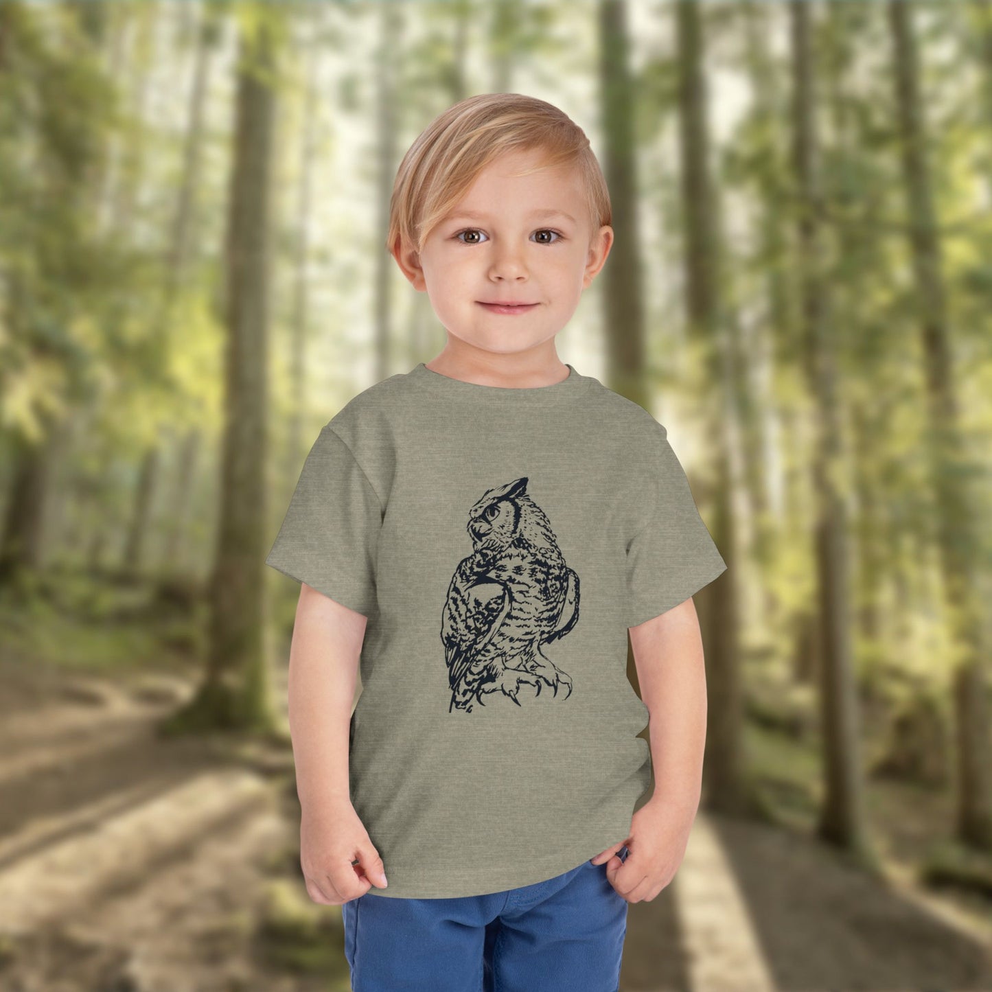 Hand-Drawn Owl Toddler Tee | Great Horned Owl Illustration