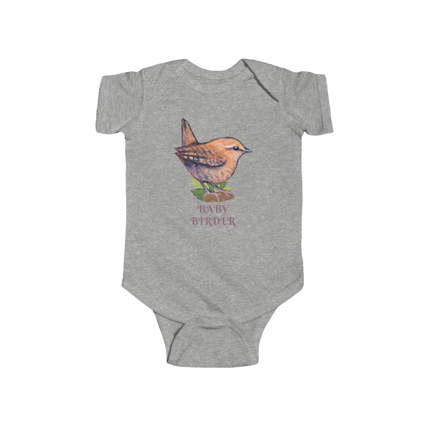 Hand Illustrated Wren Infant Bodysuit – Customize Text or keep 'Baby Birder'