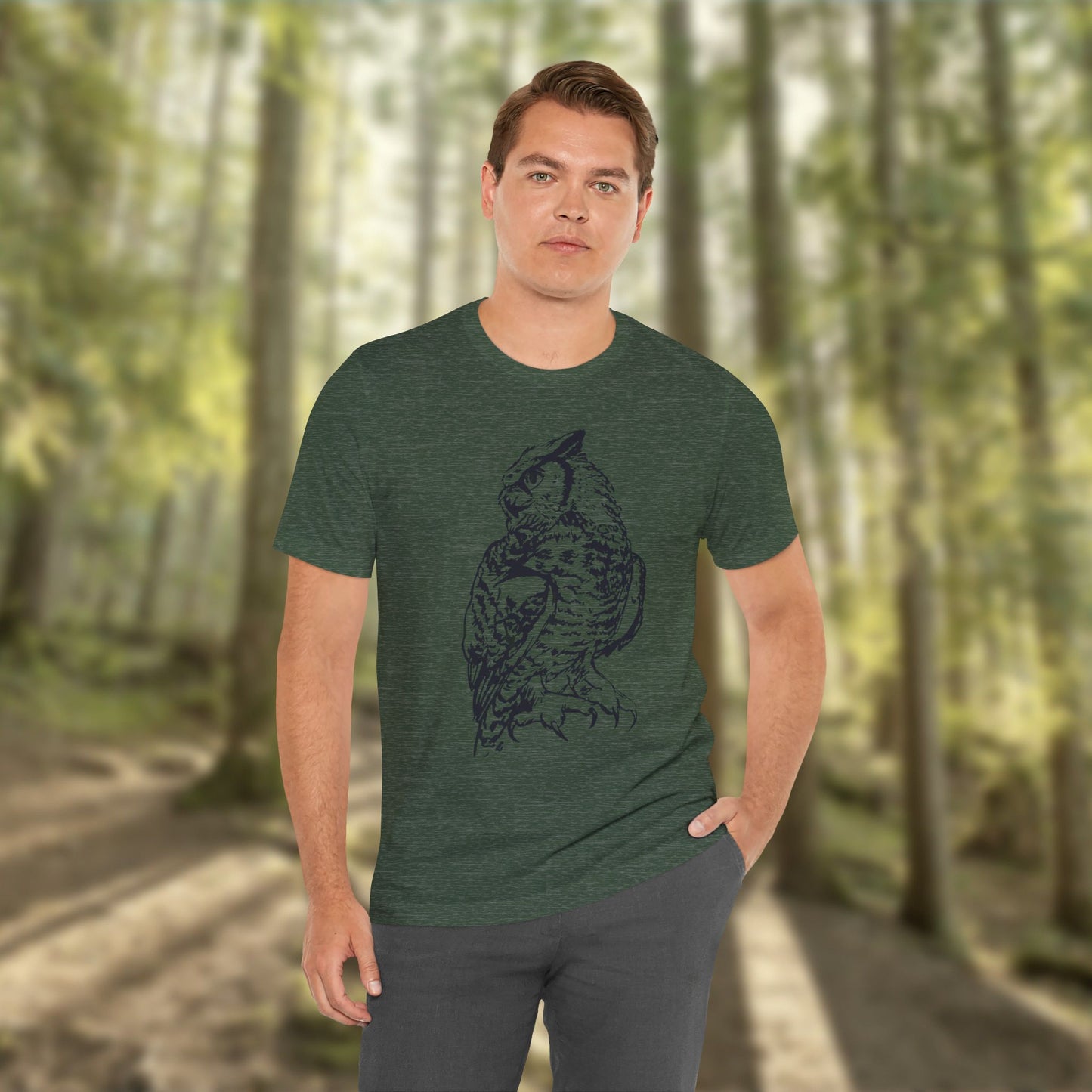Owl Sketch Tee — Detailed Hand-Drawn Great Horned Owl T-Shirt