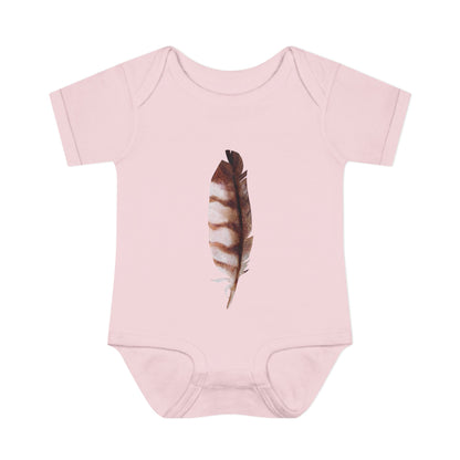 Owl Feather Infant Bodysuit — Cotton Onesie in Summer Colors