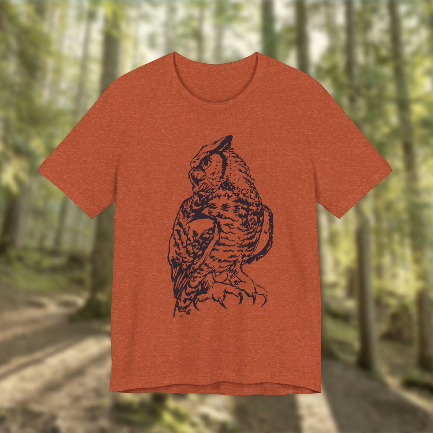 Owl Sketch Tee — Detailed Hand-Drawn Great Horned Owl T-Shirt