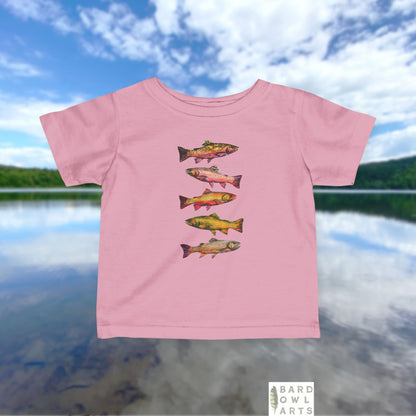 Colorful Brook Trout School Infant Tee | Cute Fish Swim Pattern