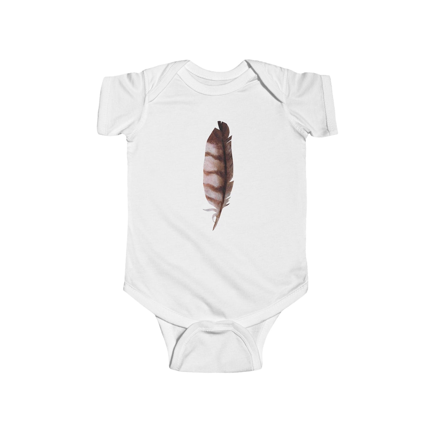 Barred Owl Feather Illustration on Infant Bodysuit | Baby Birder Onesie