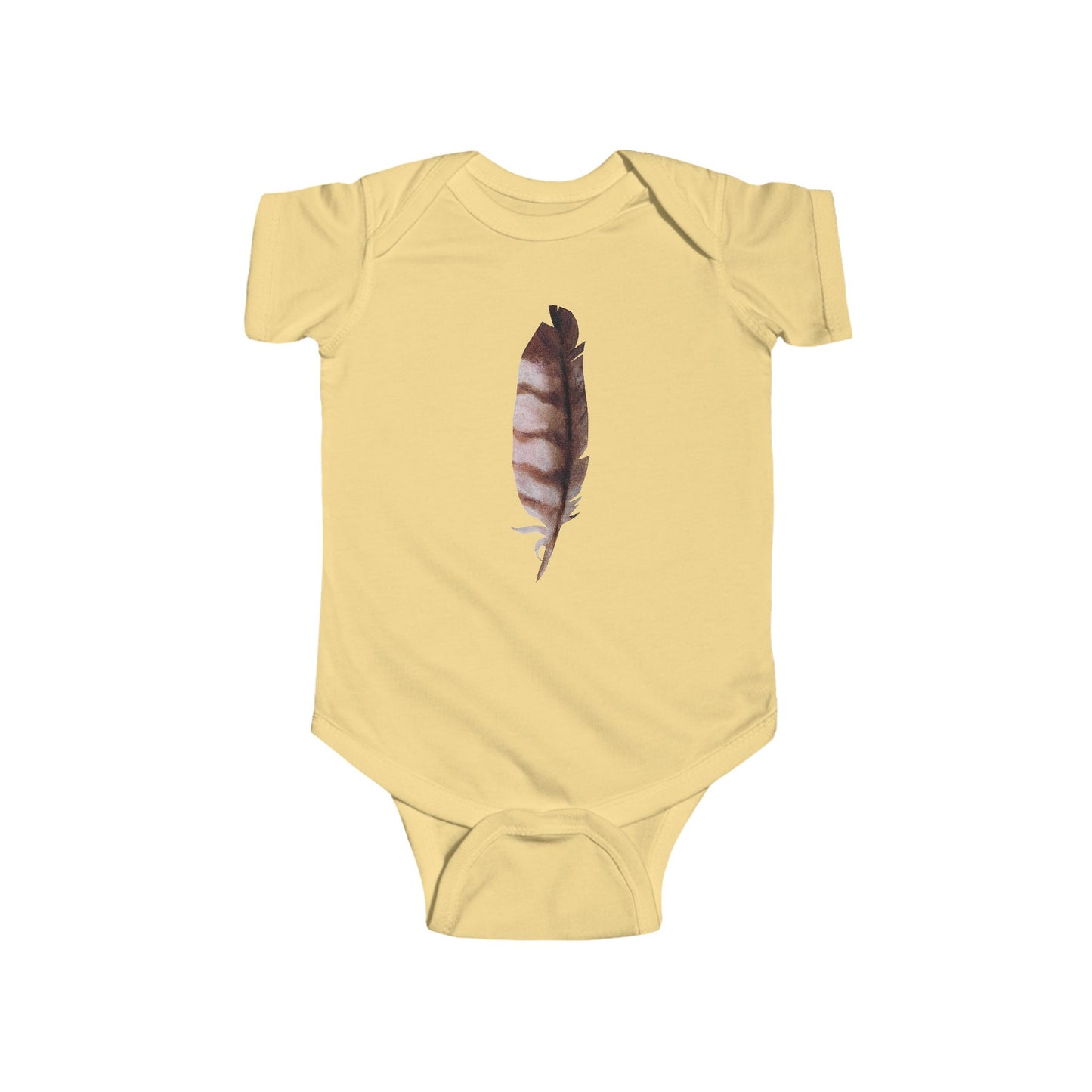 Barred Owl Feather Illustration on Infant Bodysuit | Baby Birder Onesie
