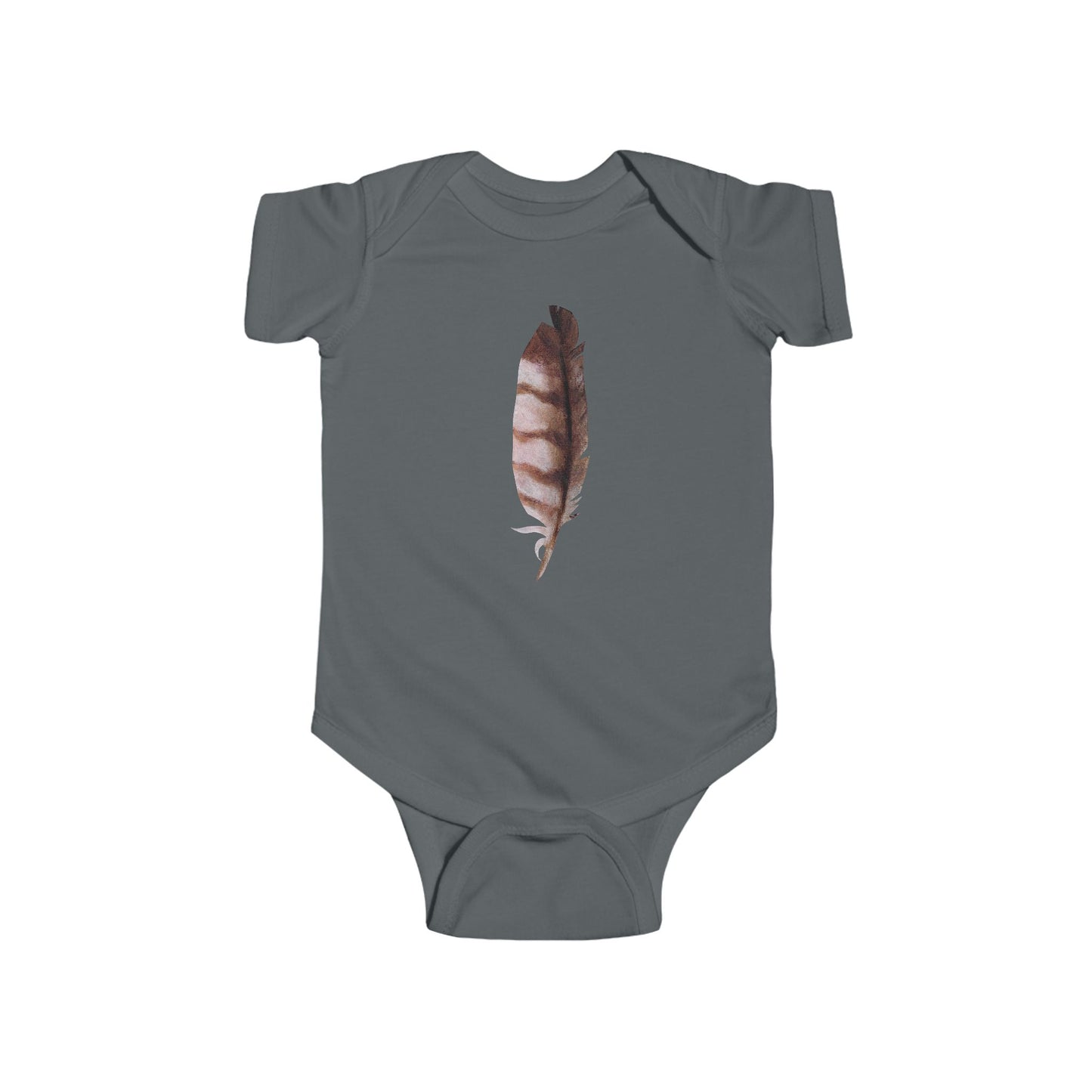 Barred Owl Feather Illustration on Infant Bodysuit | Baby Birder Onesie