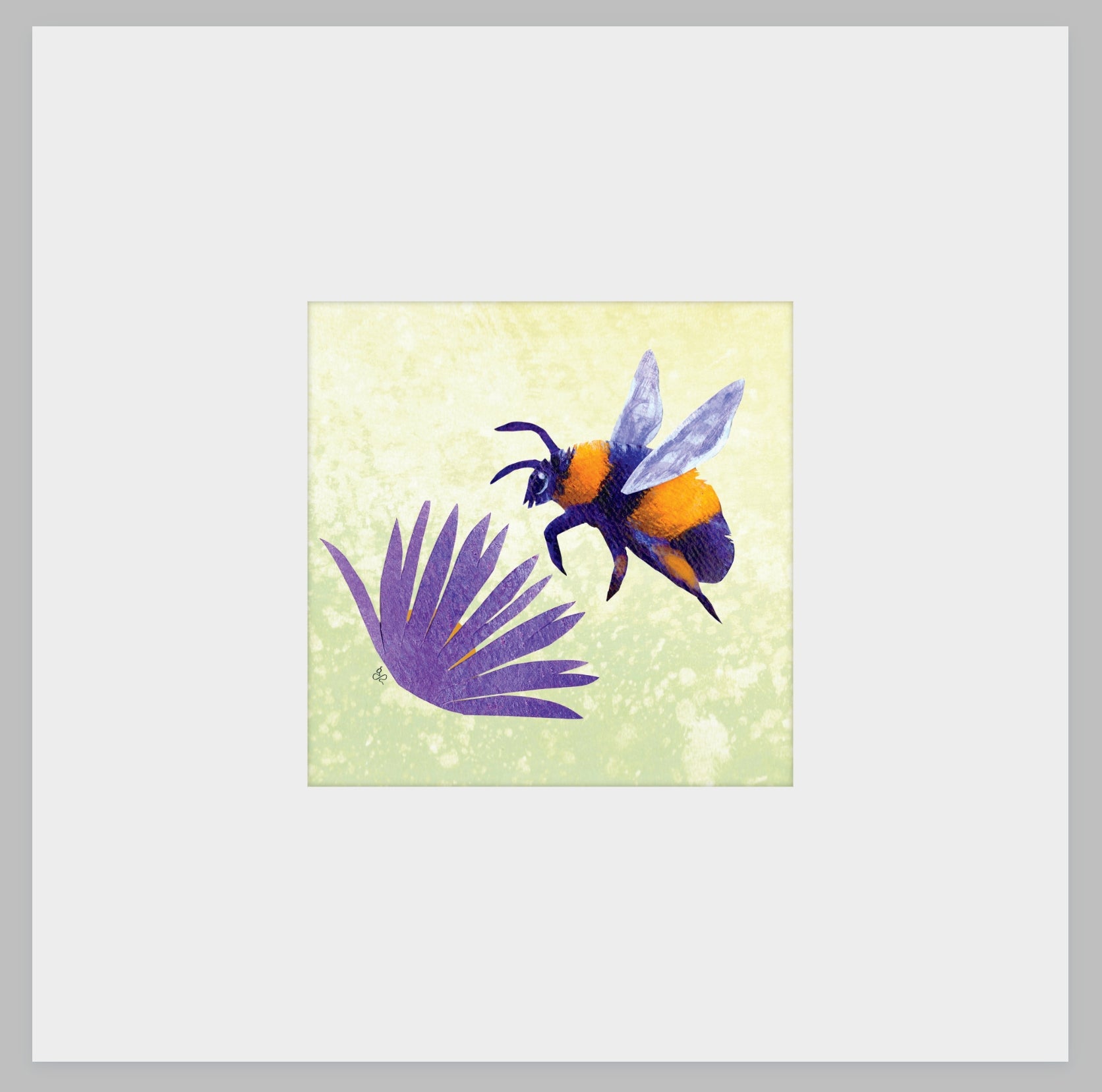 Bumblebee and New England Aster: 8x8 or 12x12 Museum Quality Giclee Print on Thick Archival Paper - Bard Owl Arts