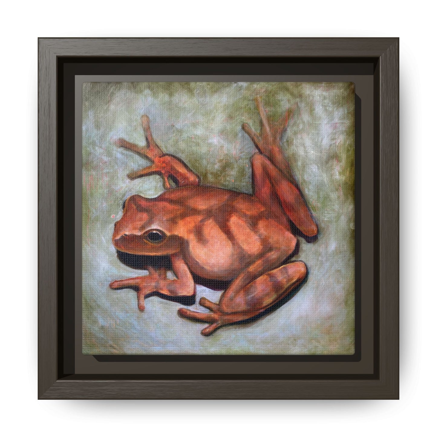 Framed Matte Canvas Print: Frog Art Print
