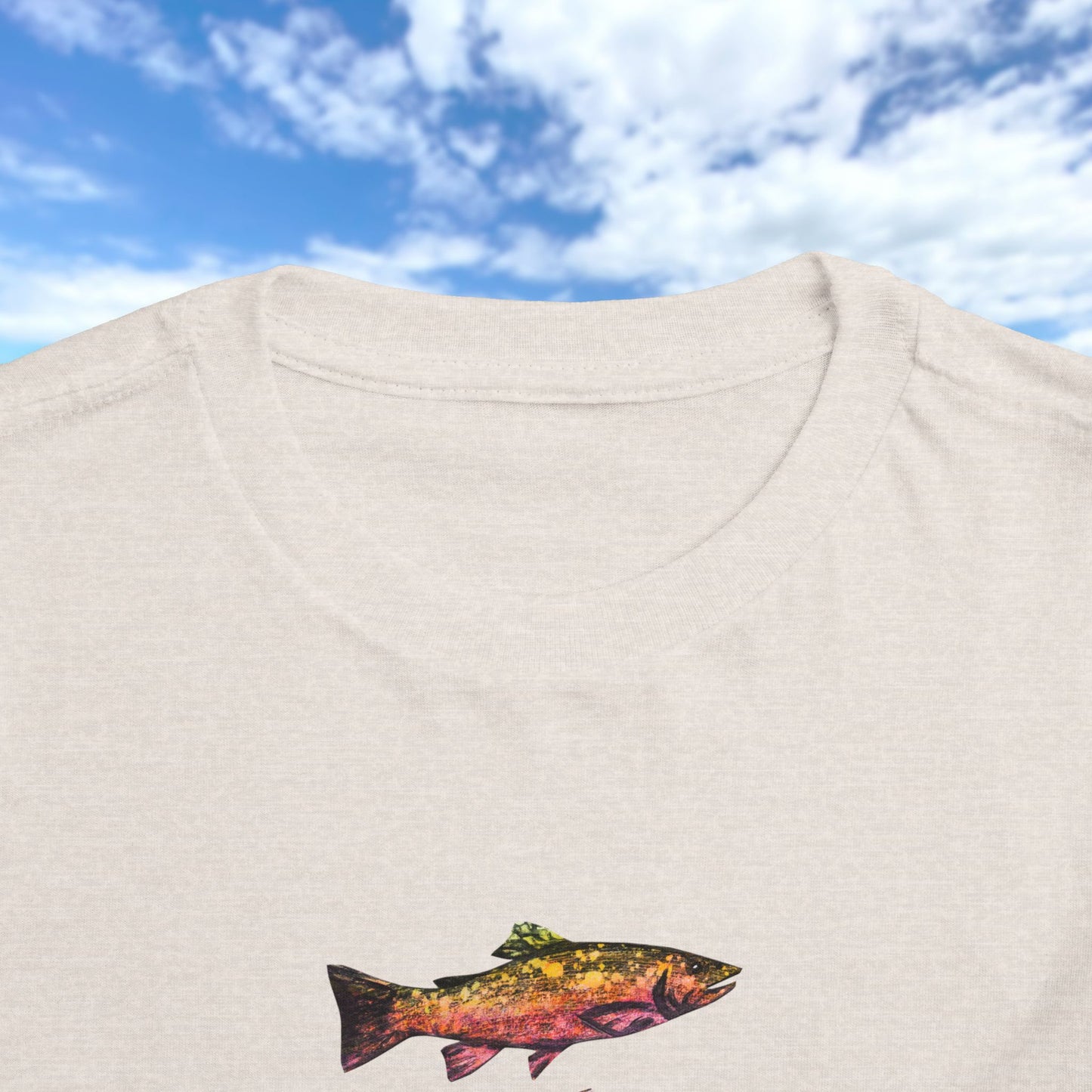 Colorful Trout Toddler Short Sleeve Tee | Fishing Theme Cotton Shirt Personalized
