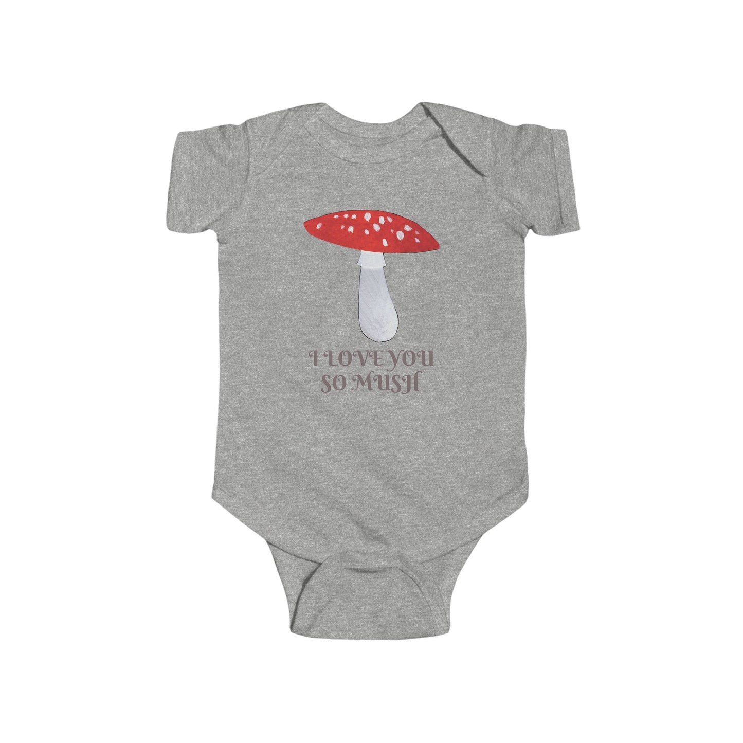 Mushroom Illustration Infant Bodysuit | I Love You So Mush or Custom Text Baby Onesie