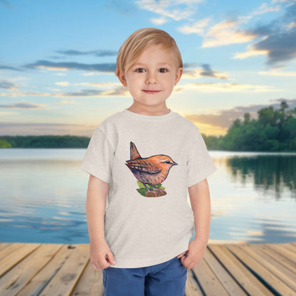 Wren Toddler Tee — Kids Birdwatcher T-Shirt | Local Wildlife Art