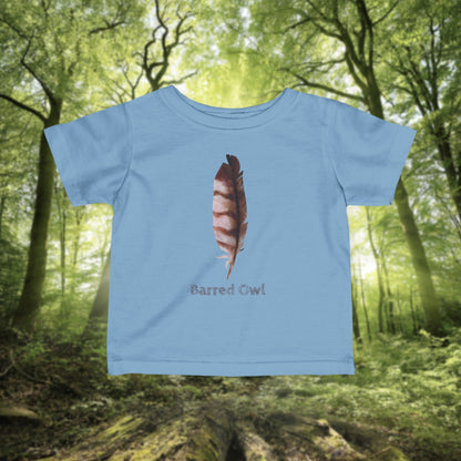 Barred Owl Feather Illustration Infant Tee | Minimalist Nature Inspired Baby Shirt