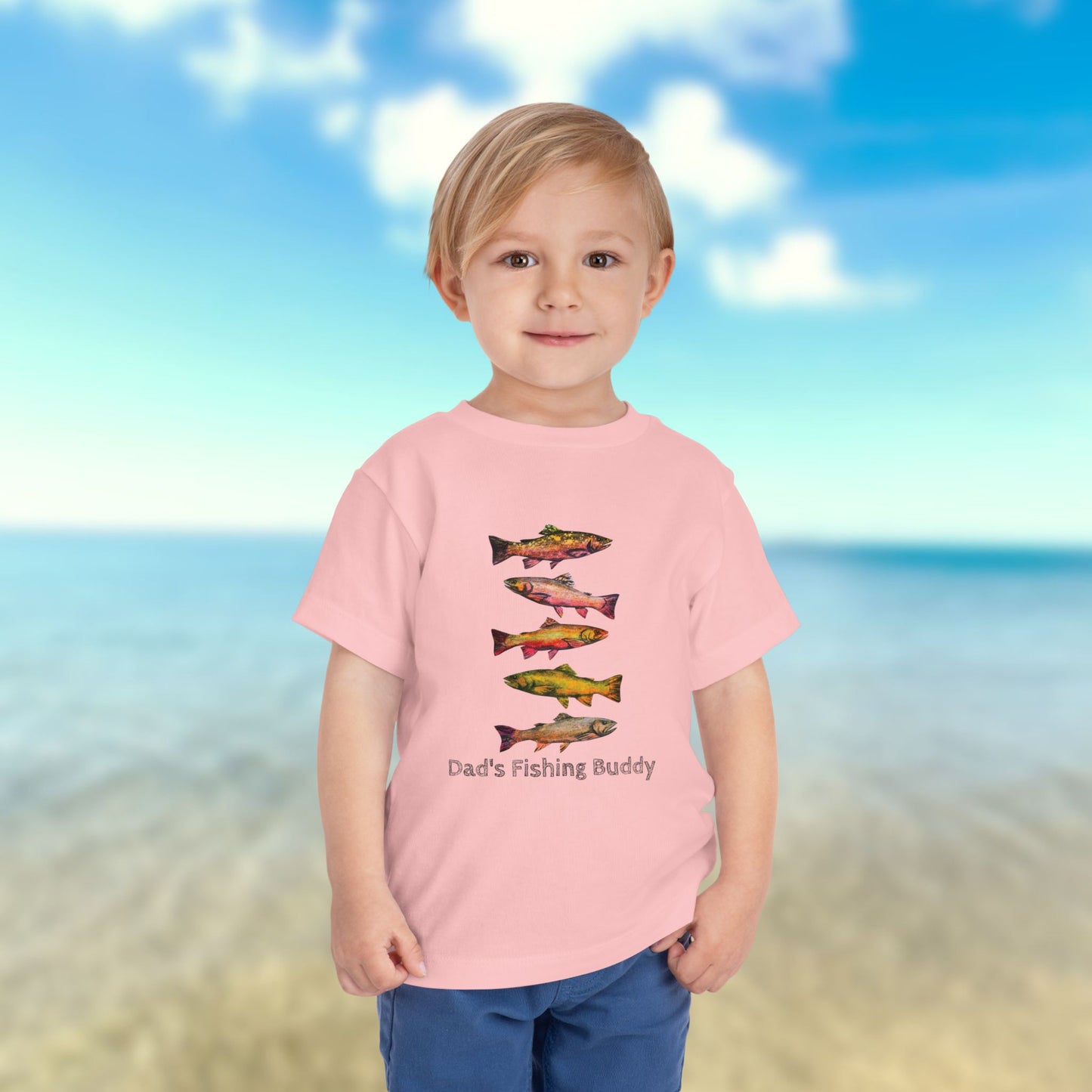 Colorful Trout Toddler Short Sleeve Tee | Fishing Theme Cotton Shirt