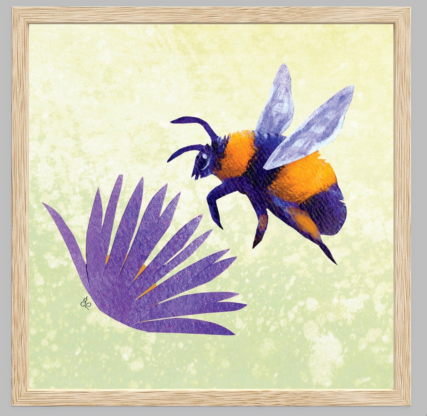 Bumblebee and New England Aster: 8x8 or 12x12 Museum Quality Giclee Print on Thick Archival Paper - Bard Owl Arts