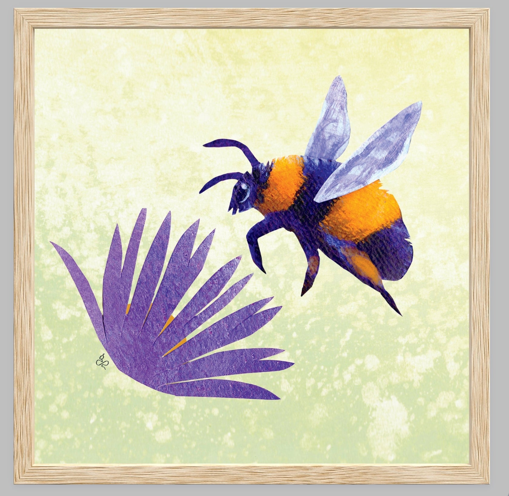 Bumblebee and New England Aster: 8x8 or 12x12 Museum Quality Giclee Print on Thick Archival Paper - Bard Owl Arts