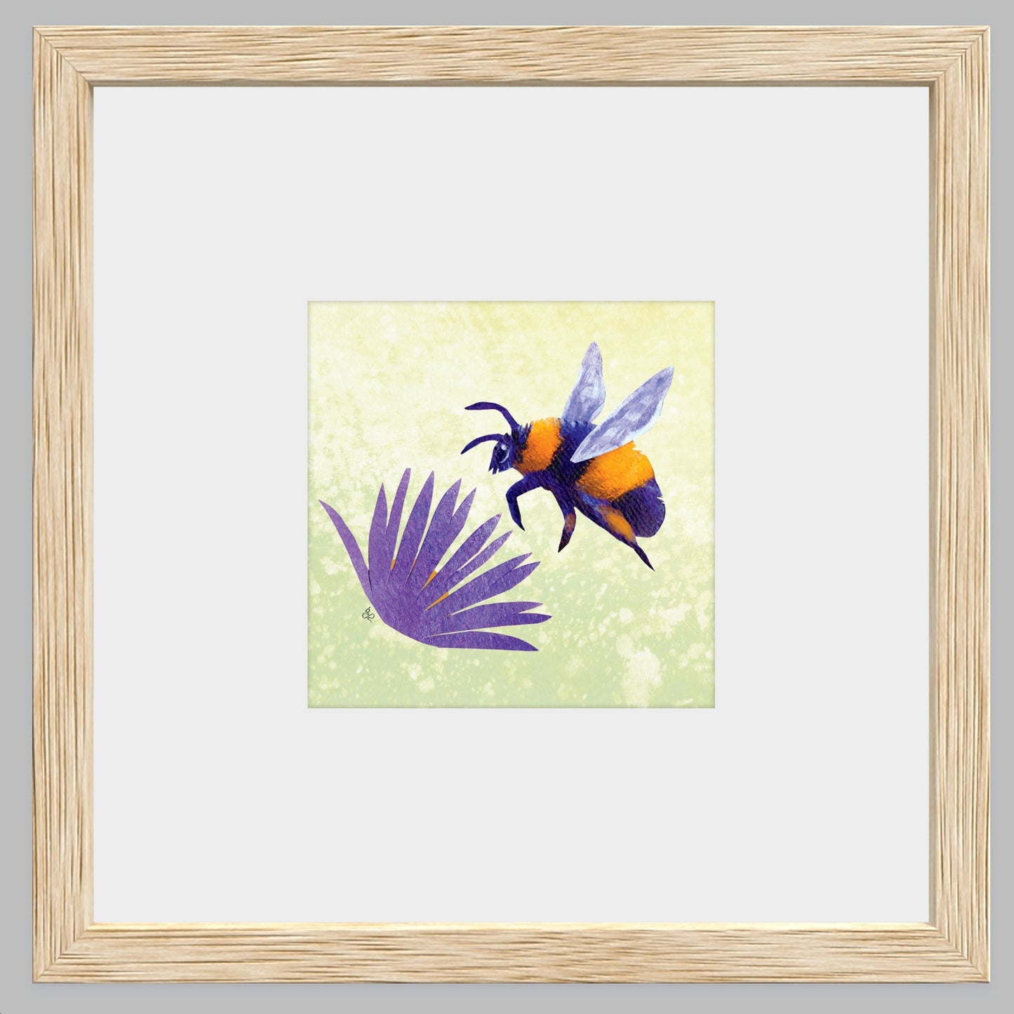 Bumblebee and New England Aster: 8x8 or 12x12 Museum Quality Giclee Print on Thick Archival Paper - Bard Owl Arts