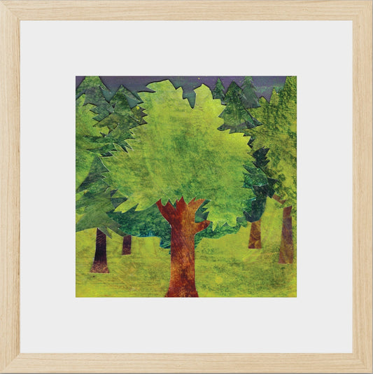 Goodnight, Forest:  Giclee Print of Original Handmade Art, woodland nursery, framing options, made in USA