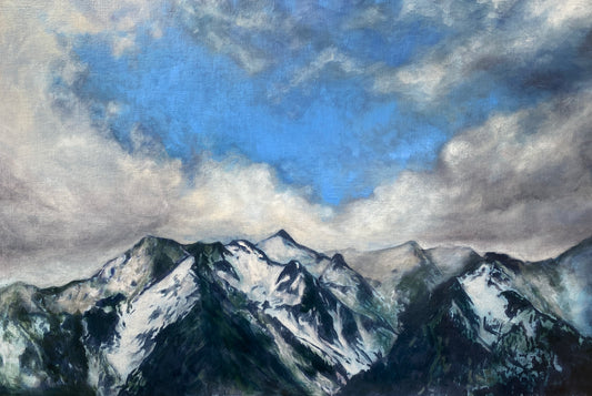 Blue Window, 24"x36", Original Oil Painting on Panel, Framed