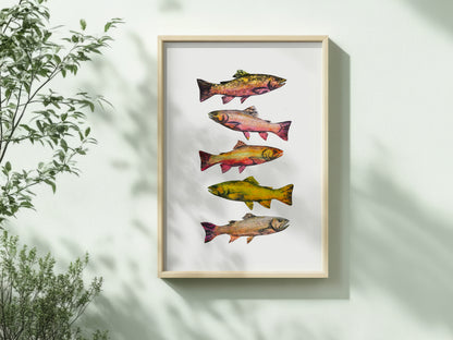 Brook Trout Art Print - Fishing Themed Nursery Wall Art - Bard Owl Arts
