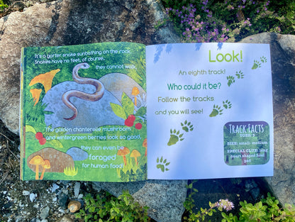 SOFTCOVER: Who Lives Here? In the Northeast Woods, illustrated children's book on animal tracks in New England, Eastern Canada & New York- Signed and Personalized