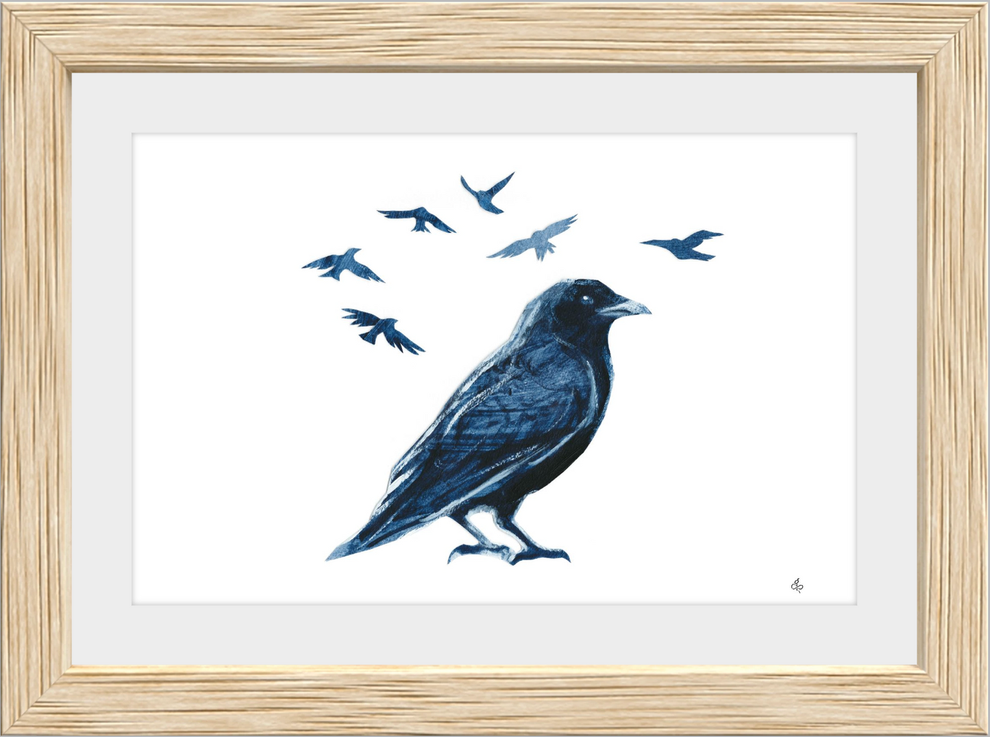 Crow and Family Painting- Museum Quality Giclee Print on Watercolor Paper with Framing and Mat Options - Bard Owl Arts