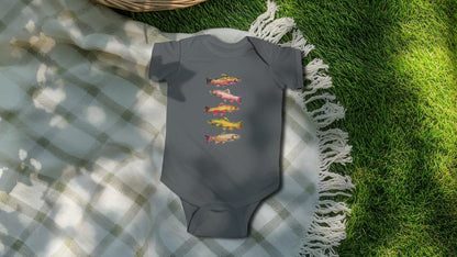 Colorful Brook Trout Illustration on Infant Bodysuit | Fishing Bodysuit