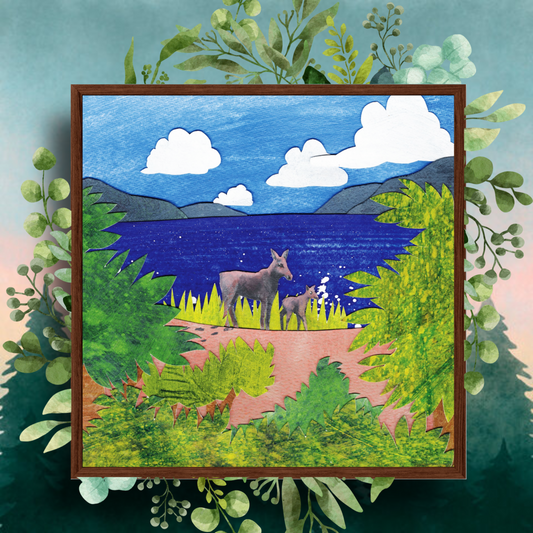 Moose Nursery Print - Woodland Animal Art, Framed