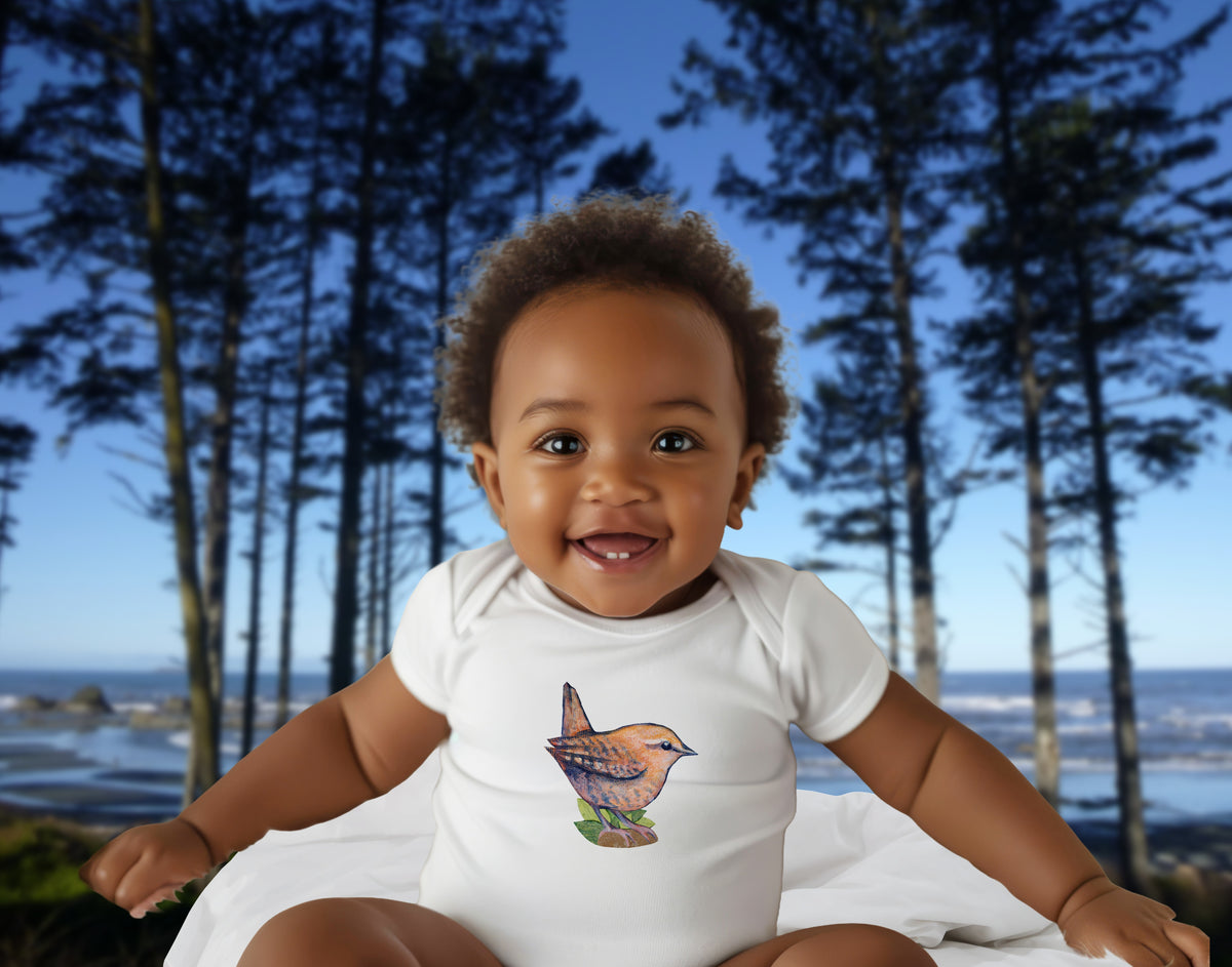 Baby Birder Bodysuit | Wren Illustration, Birdwatching Infant Bodysuit