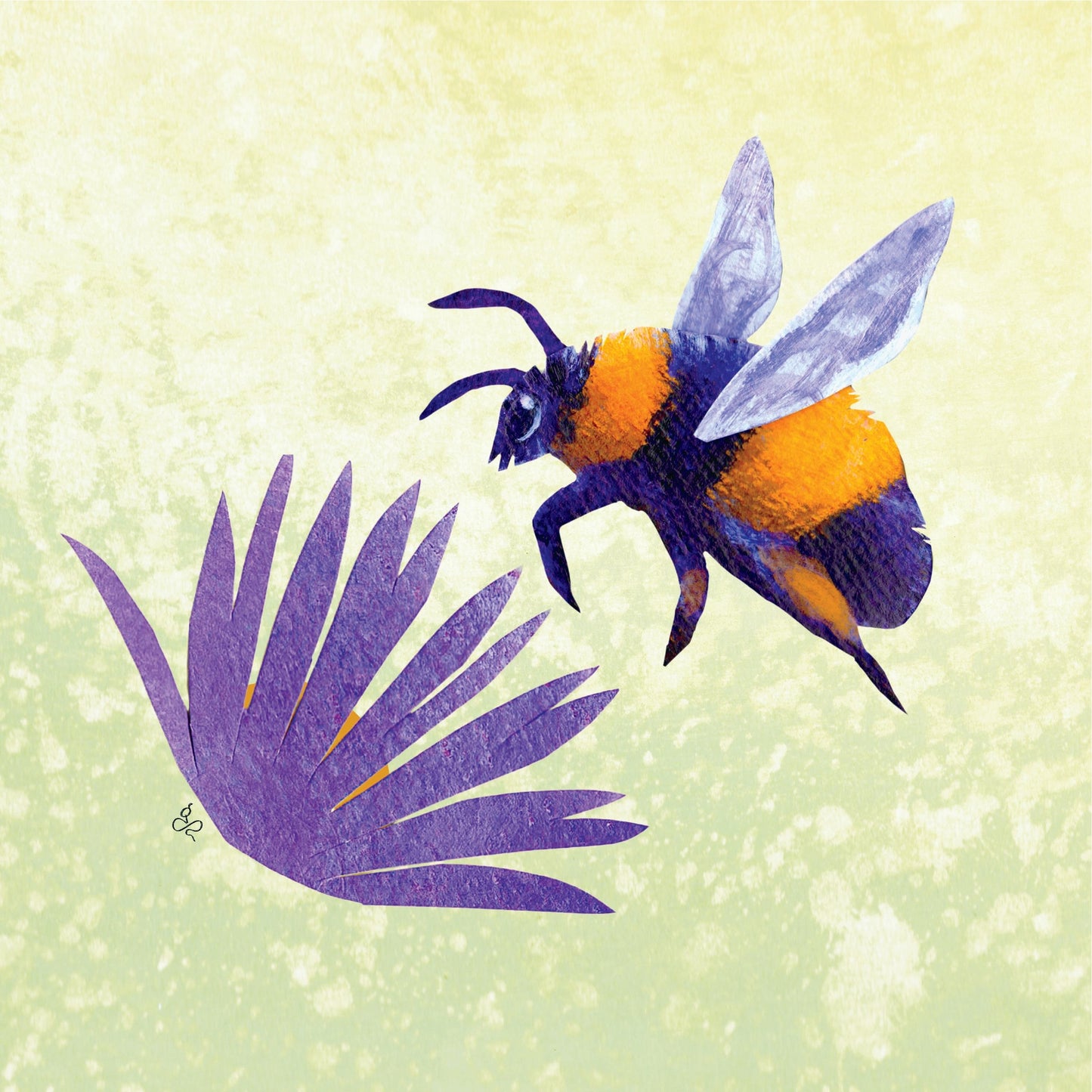 Bumblebee and New England Aster: 8x8 or 12x12 Museum Quality Giclee Print on Thick Archival Paper - Bard Owl Arts